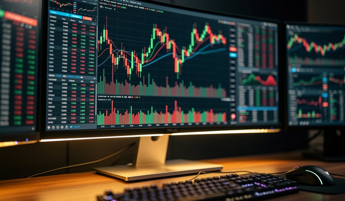 Forex trading workstation with live currency charts
